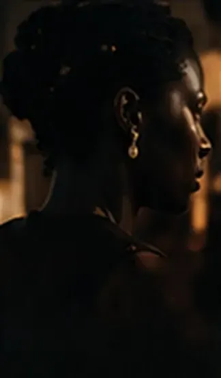 A woman in profile in warm evening light